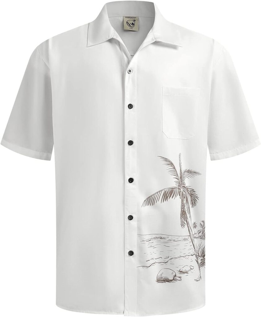 Hardaddy Mens Hawaiian Shirt Short Sleeves Coconut Printed Button Down Summer Beach Casual Shirts