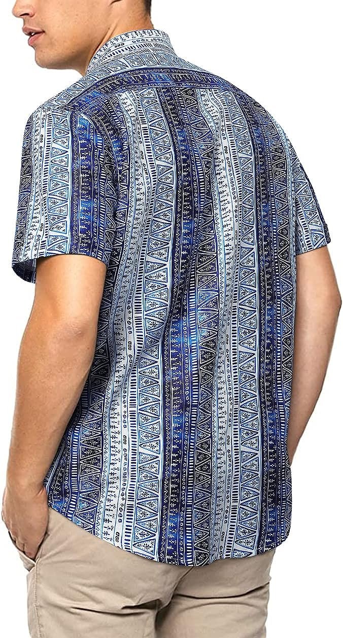 HISDERN Mens Summer Tropical Shirts Short Sleeve Hawaiian Button Down Retro Shirts Striped Casual Beach 70S Vacation HISDERN Mens Summer Tropical Shirts Short Sleeve Hawaiian Button Down Retro Shirts Striped Casual Beach 70S Vacation