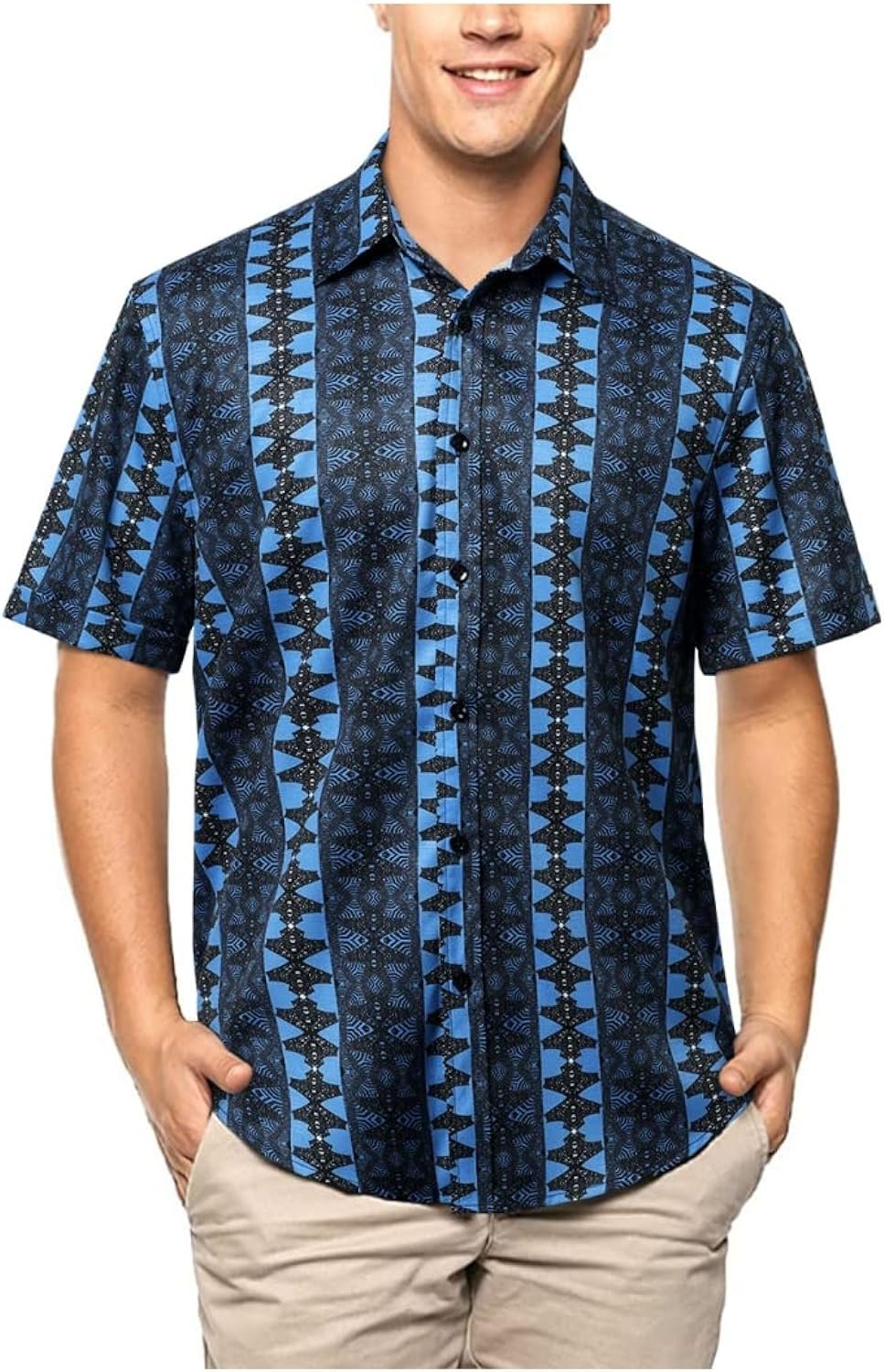 HISDERN Mens Summer Tropical Shirts Short Sleeve Hawaiian Button Down Retro Shirts Striped Casual Beach 70S Vacation HISDERN Mens Summer Tropical Shirts Short Sleeve Hawaiian Button Down Retro Shirts Striped Casual Beach 70S Vacation