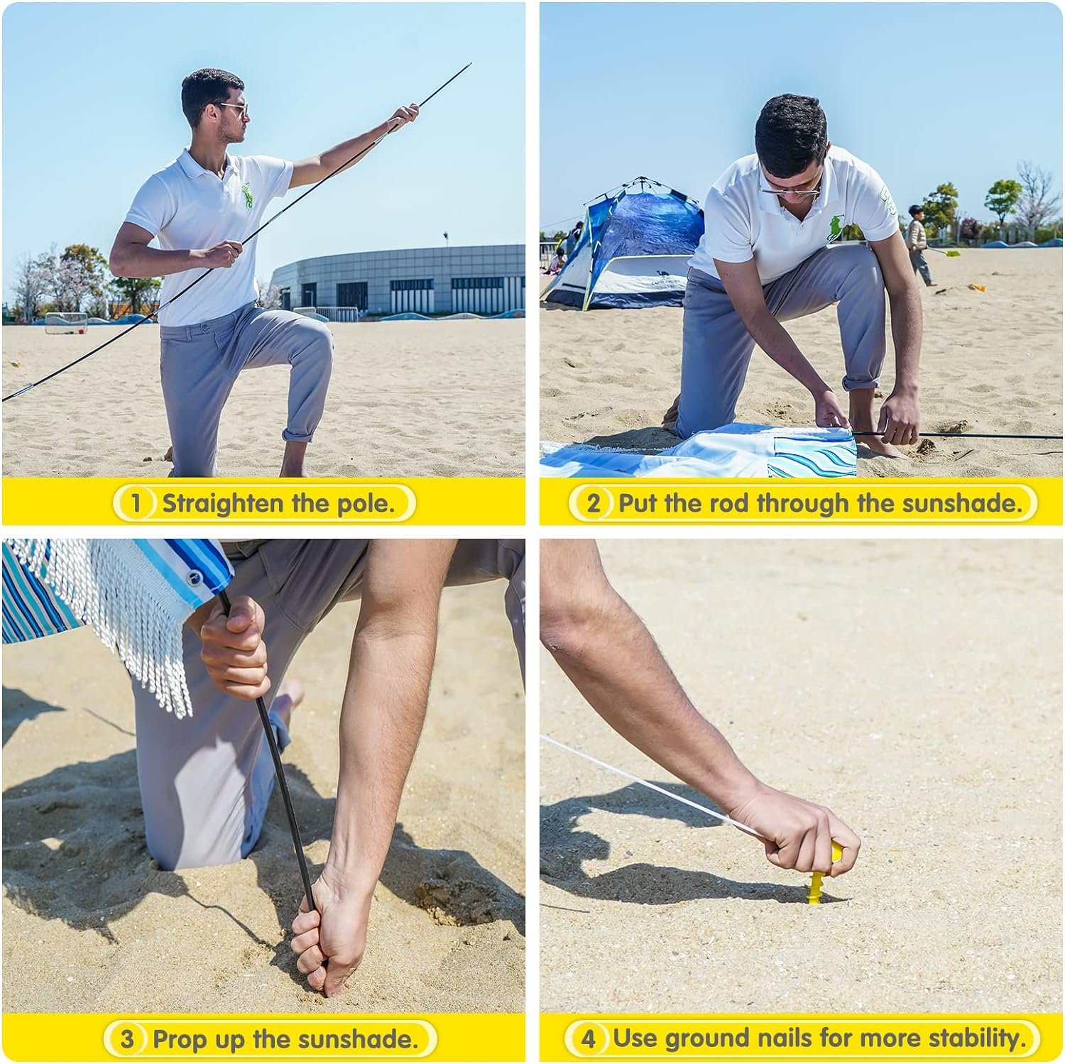 Magiea Beach Sun Shade Canopy UV50+, Beach Tent Pop Up Shade with Portable Bag, Ground Pegs, Stability Poles, 5&Atilde;&mdash;7FT Beach Shade Canopy Wind Sail Waterproof Beach Tent Sun Shelter Set up in 5 Minutes