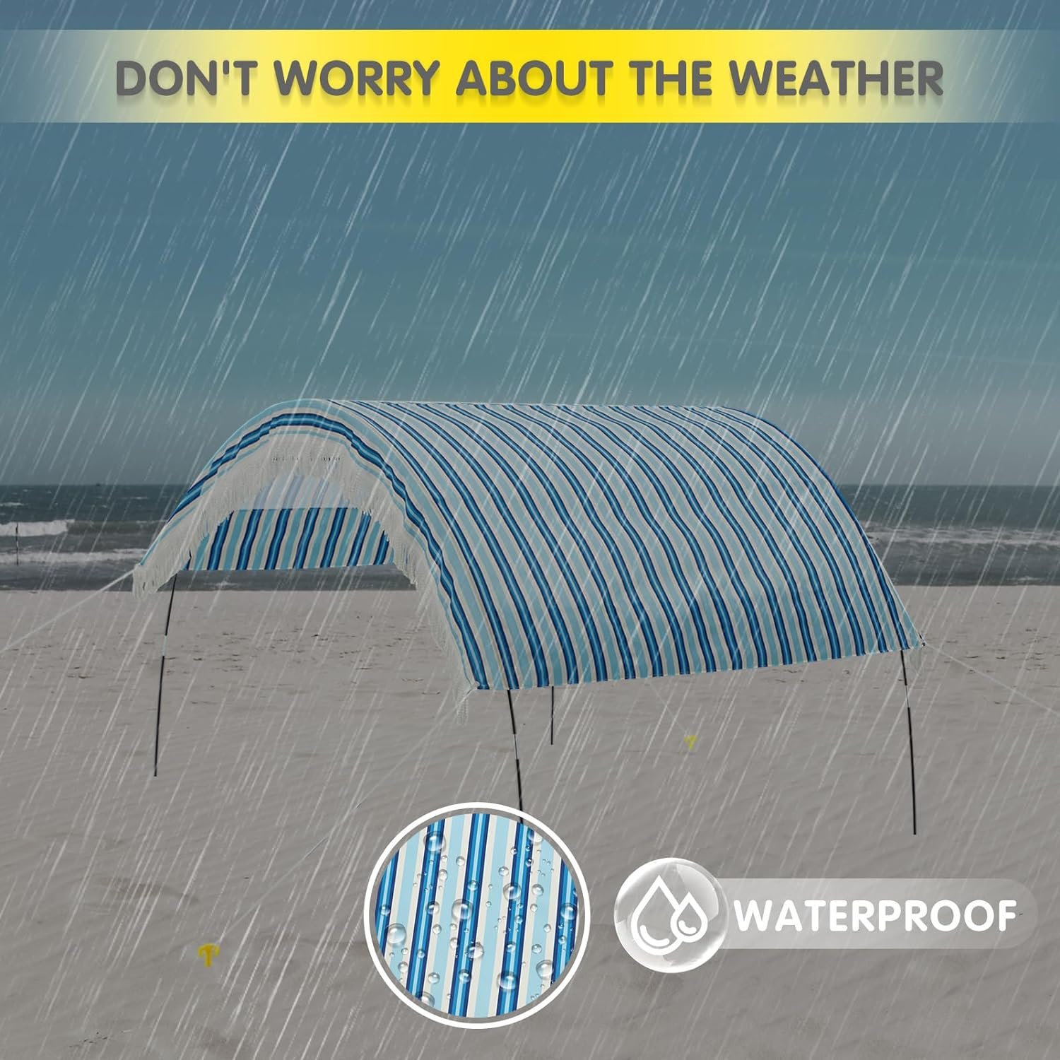 Magiea Beach Sun Shade Canopy UV50+, Beach Tent Pop Up Shade with Portable Bag, Ground Pegs, Stability Poles, 5&Atilde;&mdash;7FT Beach Shade Canopy Wind Sail Waterproof Beach Tent Sun Shelter Set up in 5 Minutes