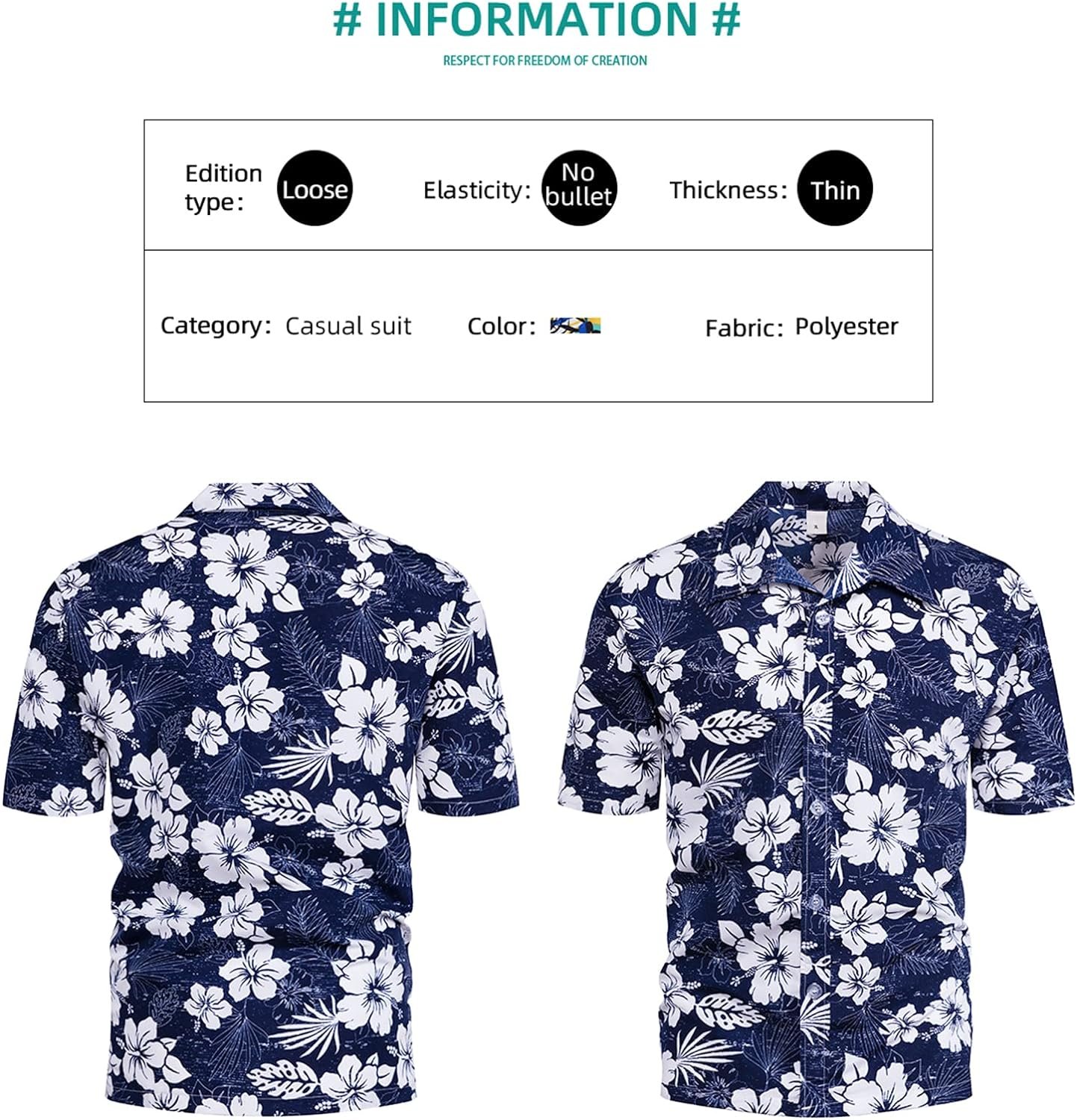 Sumolux Mens Hawaiian Floral Shirts Button Down Tropical Holiday Beach Shirts