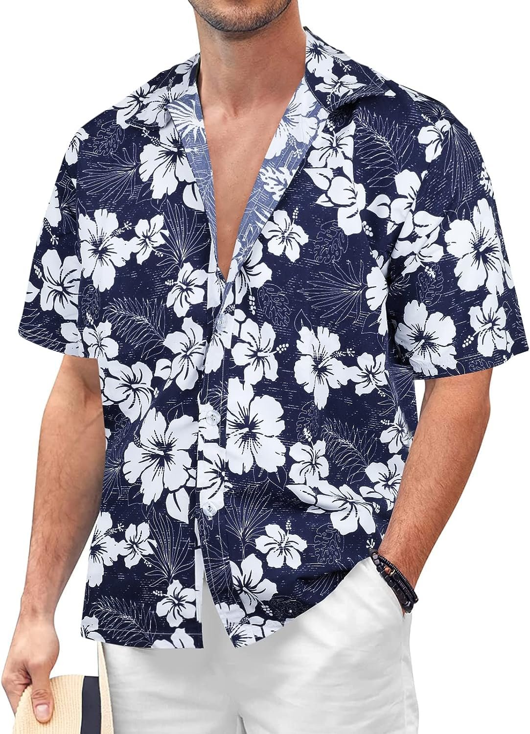 Sumolux Mens Hawaiian Floral Shirts Button Down Tropical Holiday Beach Shirts