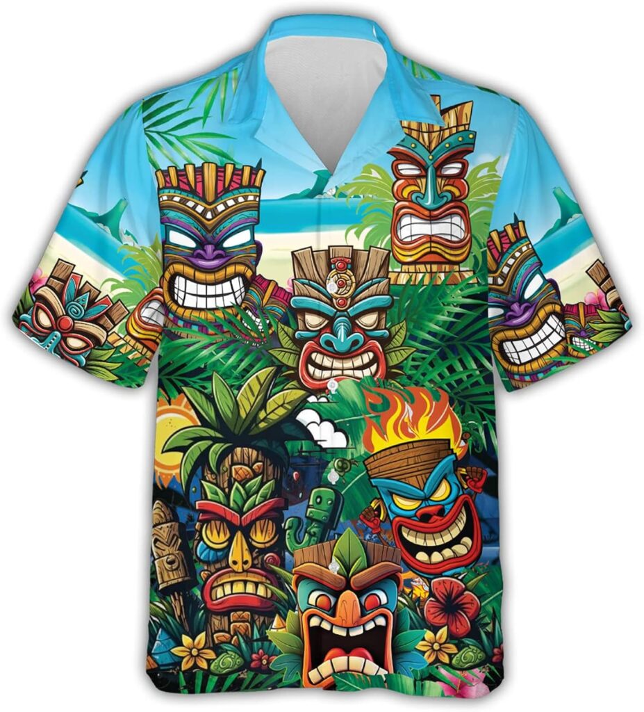 Tropical Cow Hawaiian Shirts for Men - Summer Cow Button Down Mens Hawaiian Shirts Short Sleeve Series 177