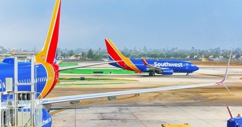 Terminal view of Los Angeles Airport named by Tom Bradley.View of the airfield with airplanes.